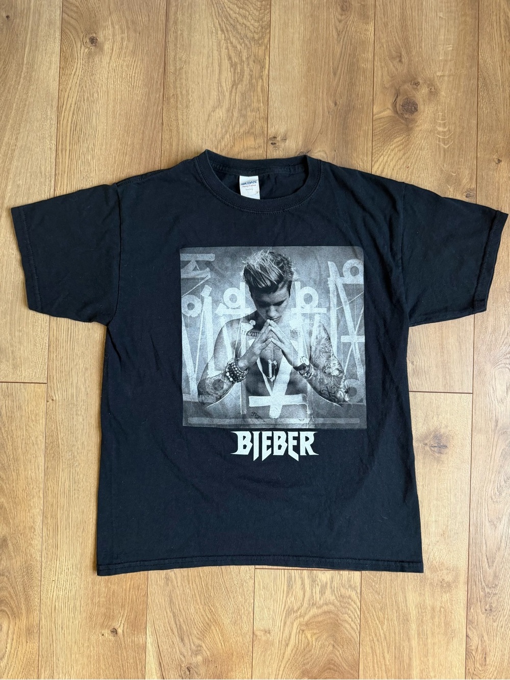 Justin Bieber 2016 Purpose Tour Black Short Sleeve Tee Shirt Youth Size Large L